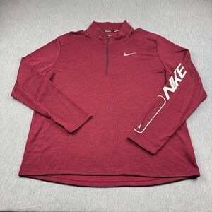 Nike Running Shirt Mens 2XL Red Dri Fit Pacer Element 1/4 Zip Grid Lined Running